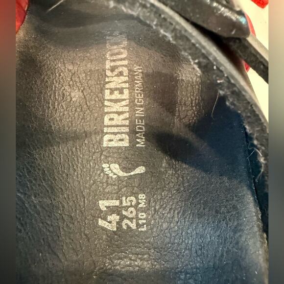 Birkenstock Men’s Arizona Split 2 Strap Sandal Size 41 8 - 8.5 Red Black Classic - Picture 4 of 9